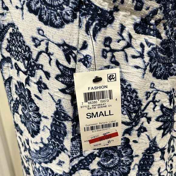 New! INC International Concepts Maxi Dress Blue Batik Pockets Halter Size Small - Picture 7 of 11